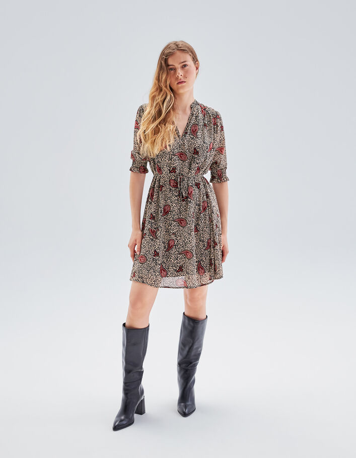 Robe écrue recyclée imprimé léo cachemire Femme