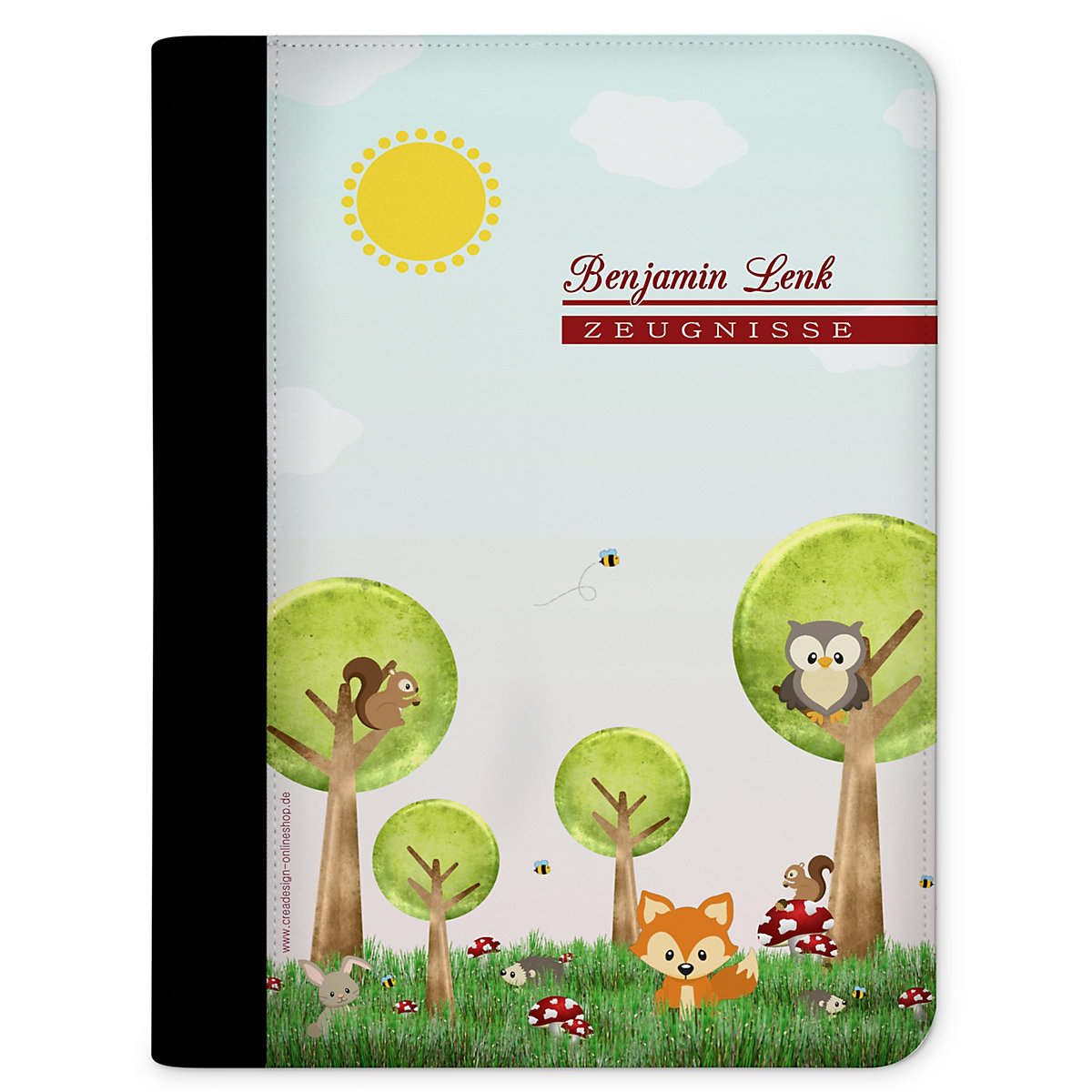 Zeugnismappe / Dokumentemappe mit Name personalisiert Waldwiese