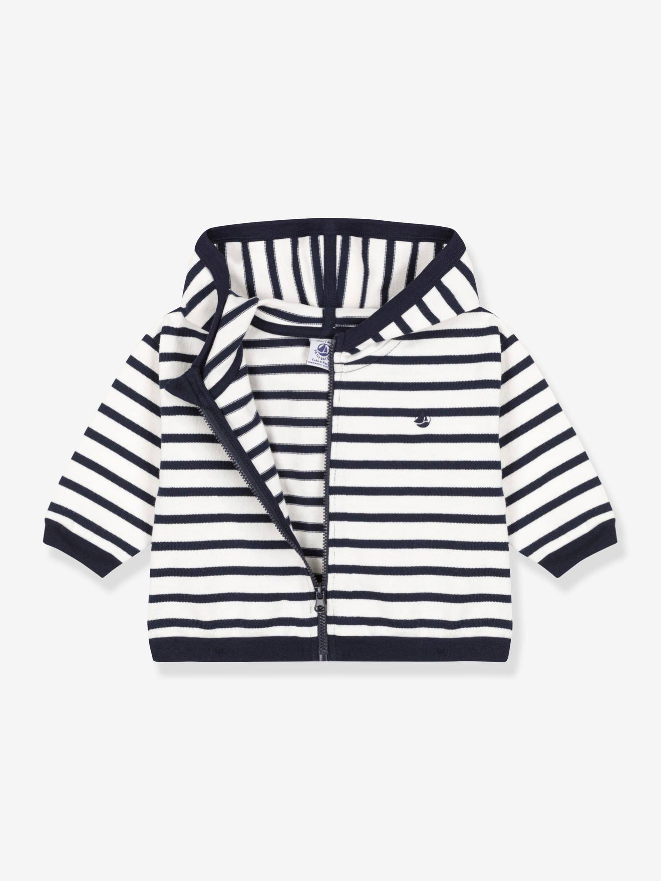 Sweat à capuche bébé rayé marinière