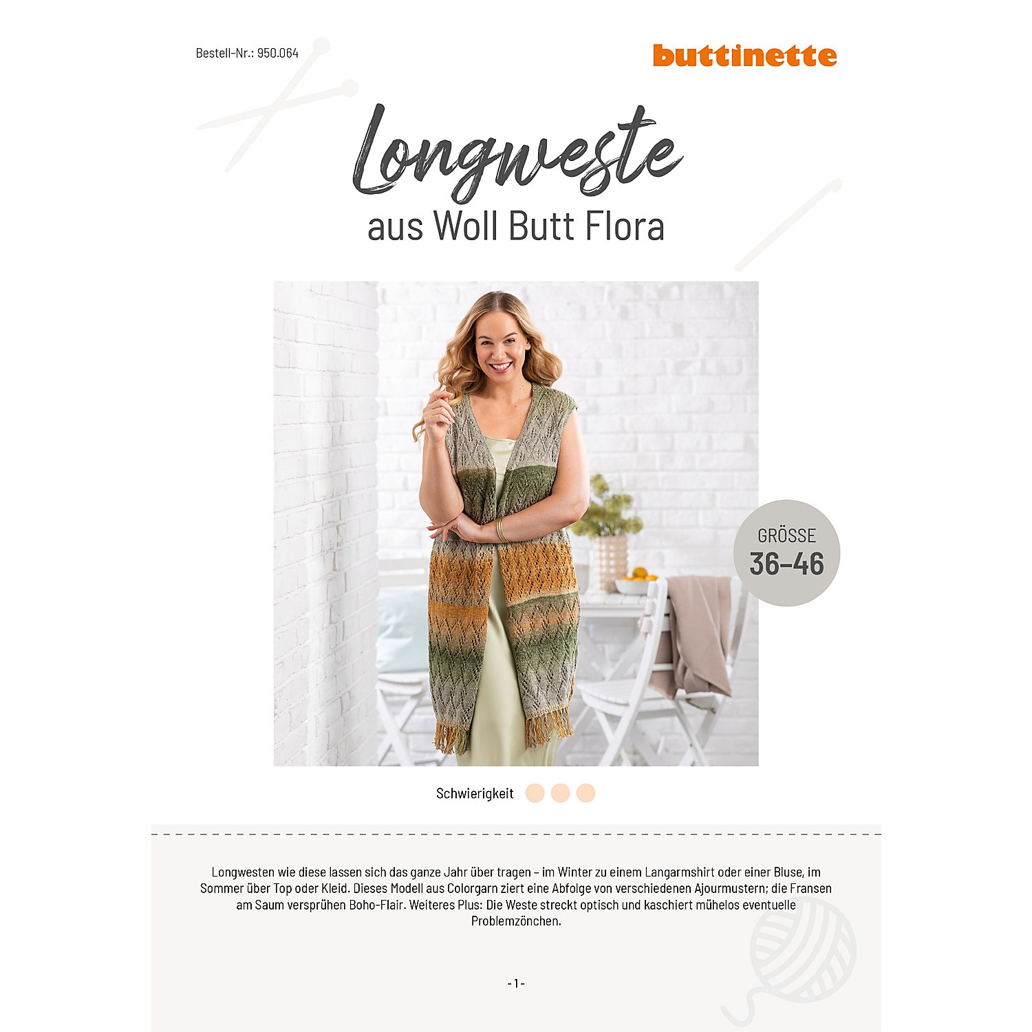 Strickanleitung - Longweste aus Woll Butt Flora