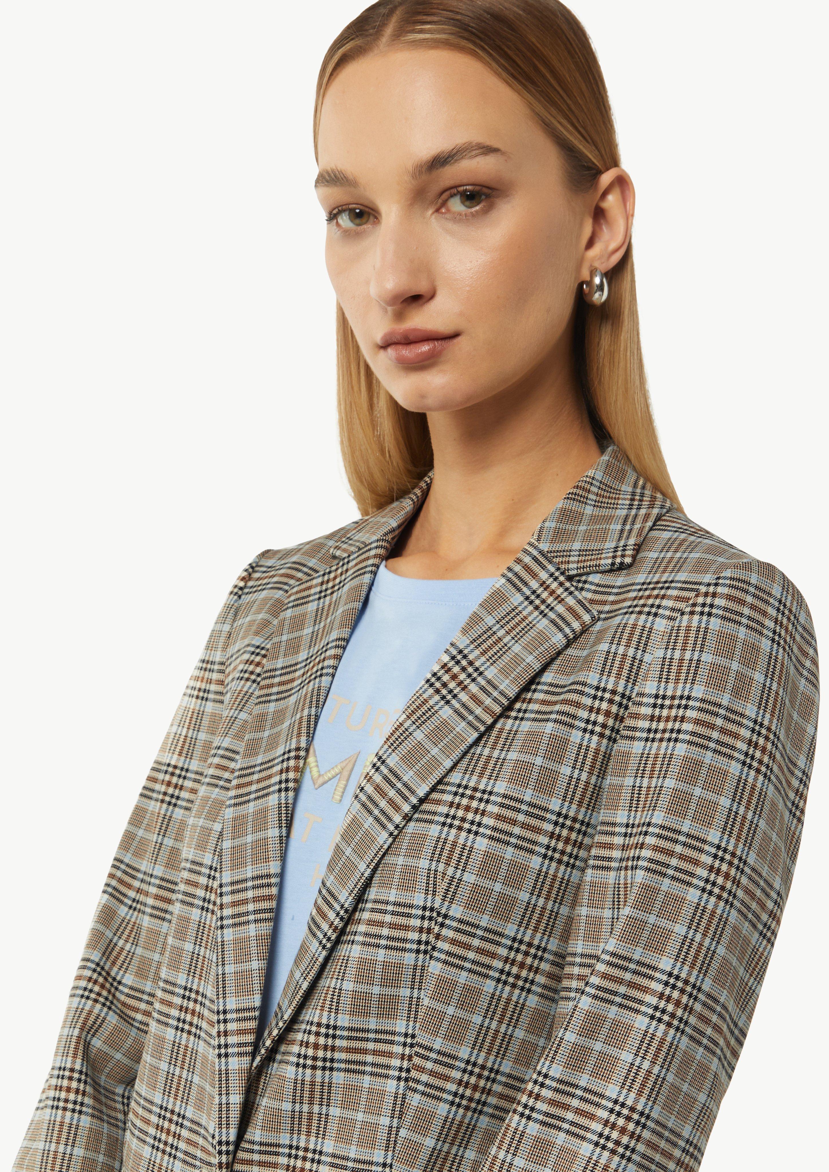 Antaillierter Karo-Blazer - helles beige