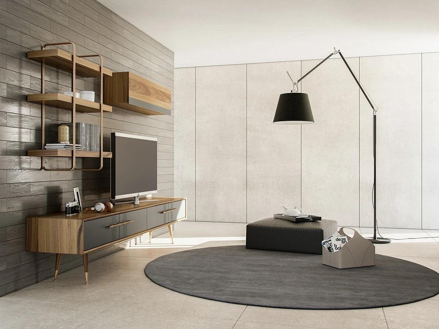 JVmoebel Wohnwand Modern Set TV-Ständer Design Wohnwand Wohnzimmer Wandregal, (3-St., 1x TV-Ständer + 1x Wandschrank + 1x Wandregal), Made in Europa