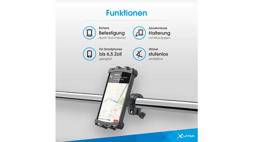 XLayer Fahrradhalterung Universal für Smartphones Schwarz