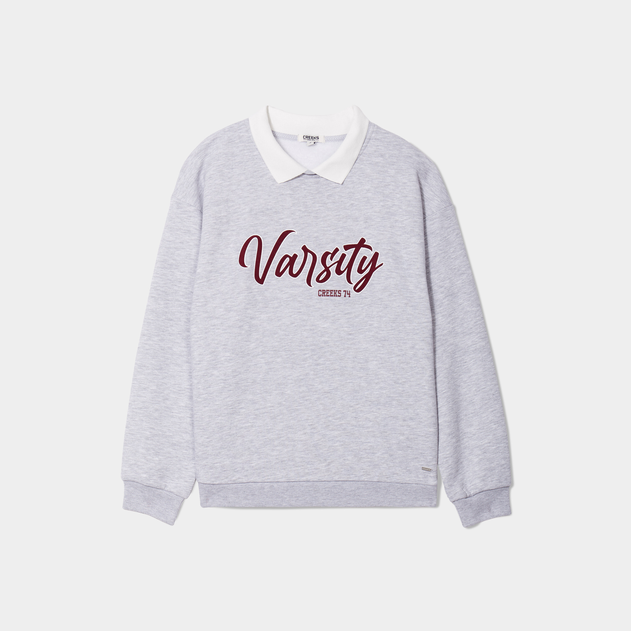 Sweat col polo Creeks gris clair femme | La Halle