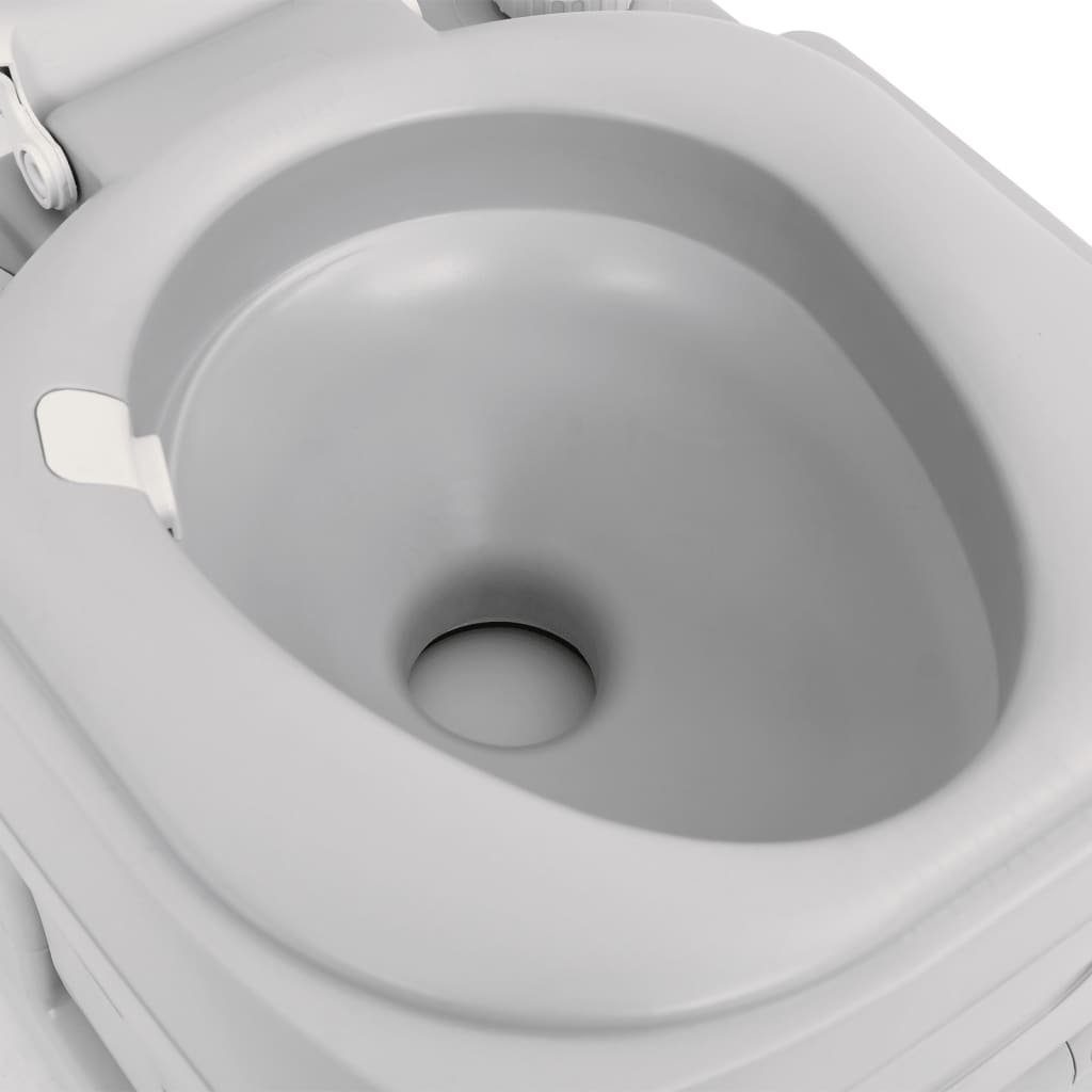 vidaXL Campingtoilette Camping-Toilette Tragbar Grau und Weiß 22 12 L HDPE
