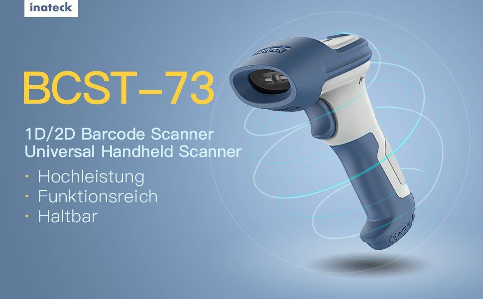 Inateck Wireless Barcode Scanner 2D, Bluetooth 5.0, 2.4Ghz Handscanner