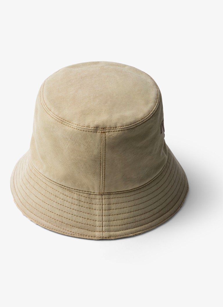 Cappello a secchiello Prada in tela con logo ricamato