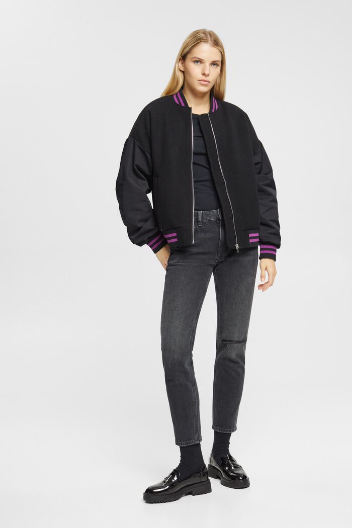 College-Jacke aus Material-Mix