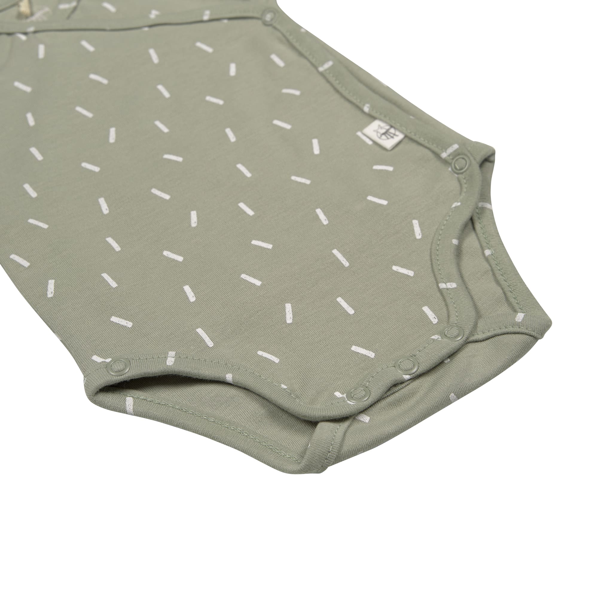 Baby Wickelbody langarm - Bio Baumwolle, Striche, Oliv