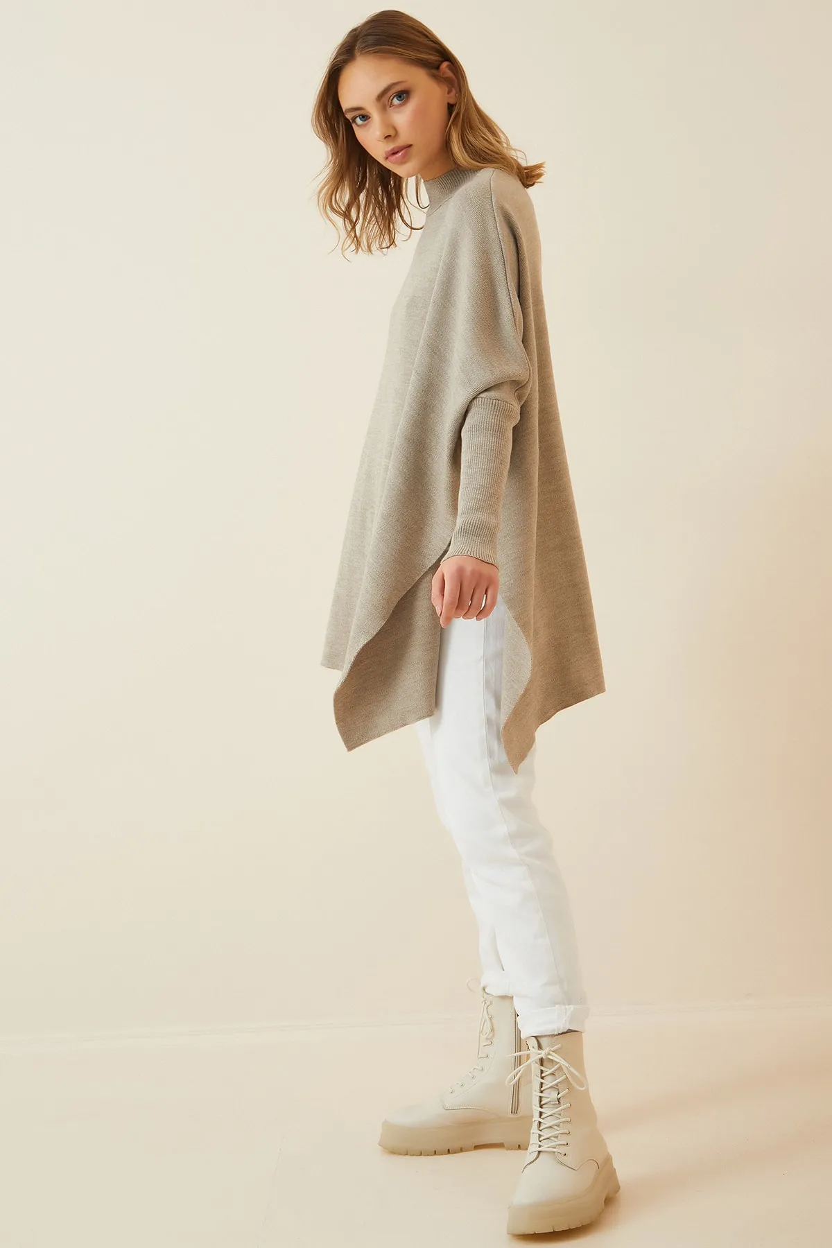 Happiness İstanbul  Pullover - Beige - Oversized