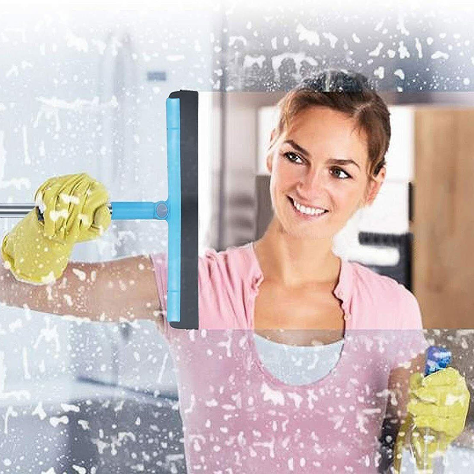 LETGOSPT Wischmopp Wasserschieber, mit Teleskopstiel, Gummischieber 85cm