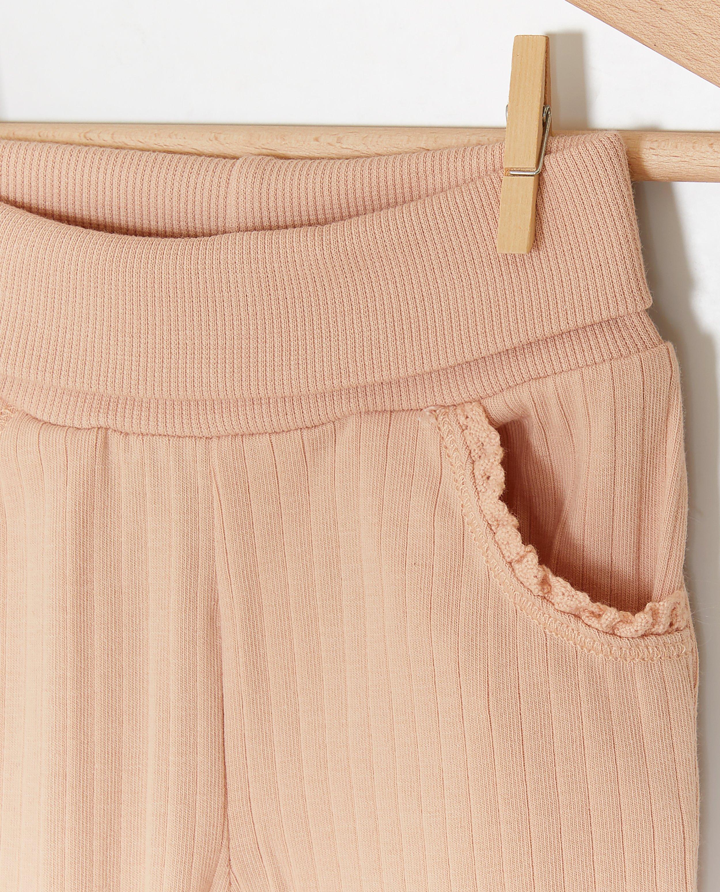 Pantaloni Feetje cu model cu nervuri fine roz