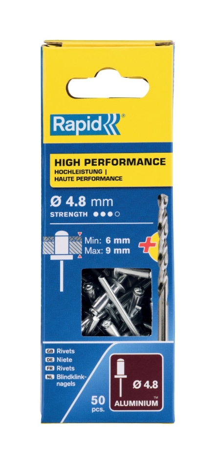 Rapid 5000388 Nagy teljesítményű vakdugókulcs Ø4,8 x 12 mm 50 db