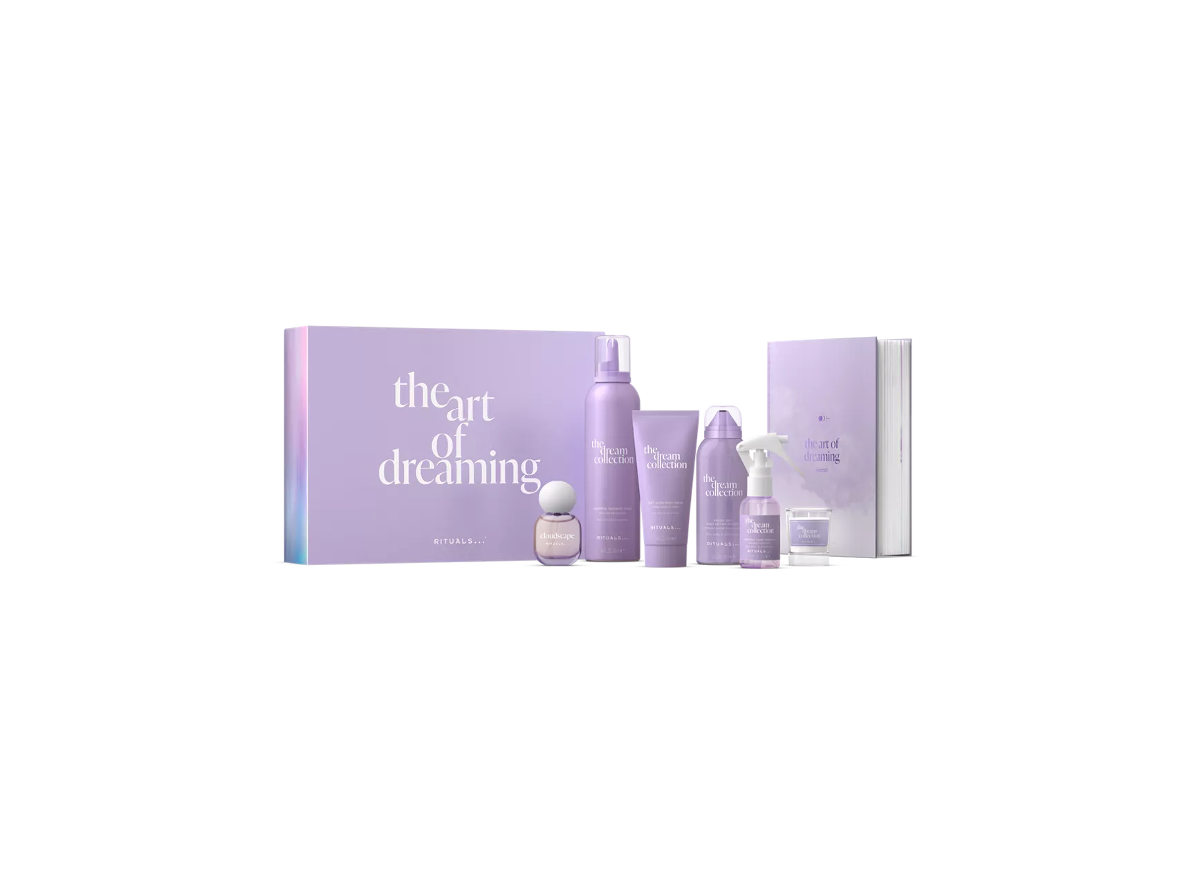 Coffret cadeau Collection Rêve XL : mousse de douche 250 ml, crème pour le corps 100 ml, mousse de lait pour le corps 150 ml, eau de parfum 15 ml, parfum d’intérieur 50 ml, bougie parfumée 25 g, carnet de rêves