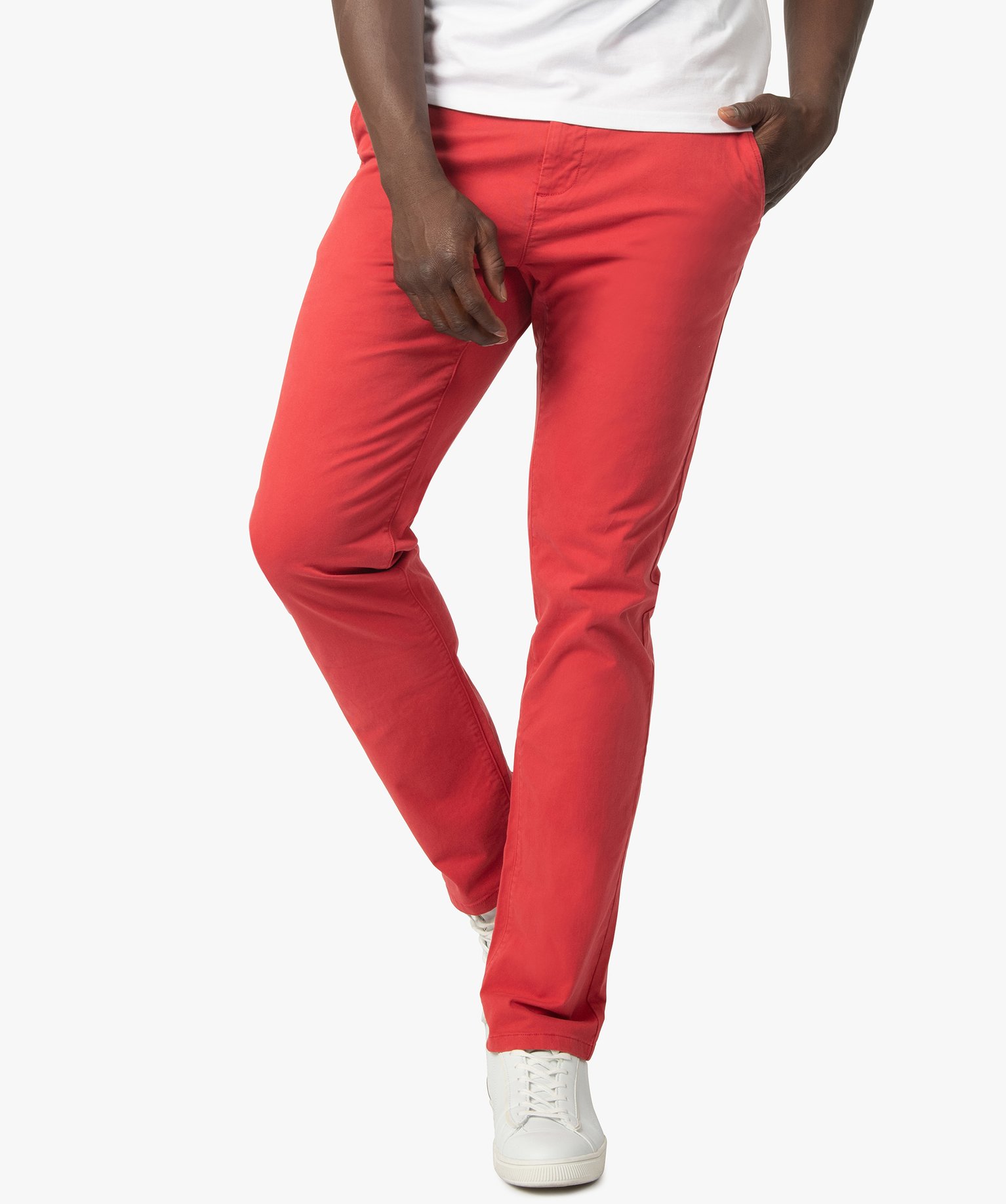 Pantalon chino en coton stretch homme rouge | GEMO