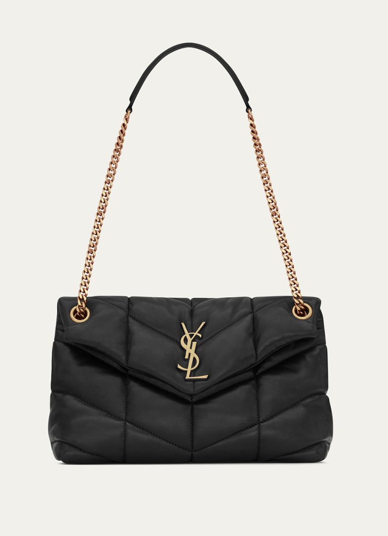 Saint Laurent Puffer Mala torba za rame od prošivene janjeće kože