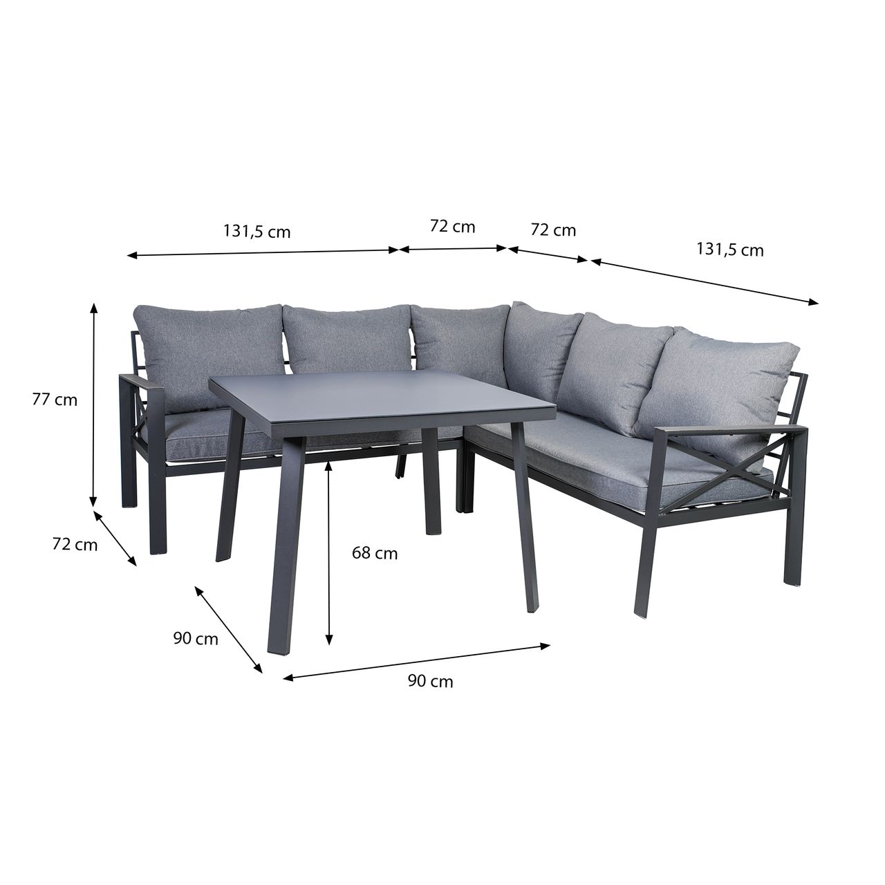 greemotion Lounge-Set Amsterdam, Stahl, anthrazit