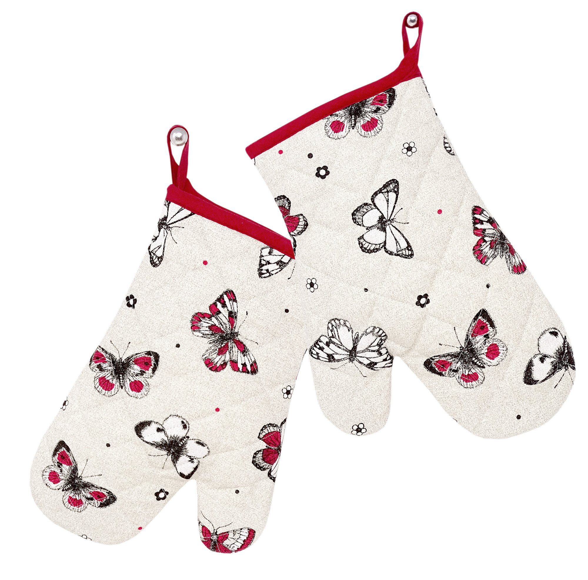 Lashuma Topfhandschuhe Schmetterling, (Set, 2-tlg), Ofenhandschuh 2er Set, Küchenhandschuhe 30 x 20 cm