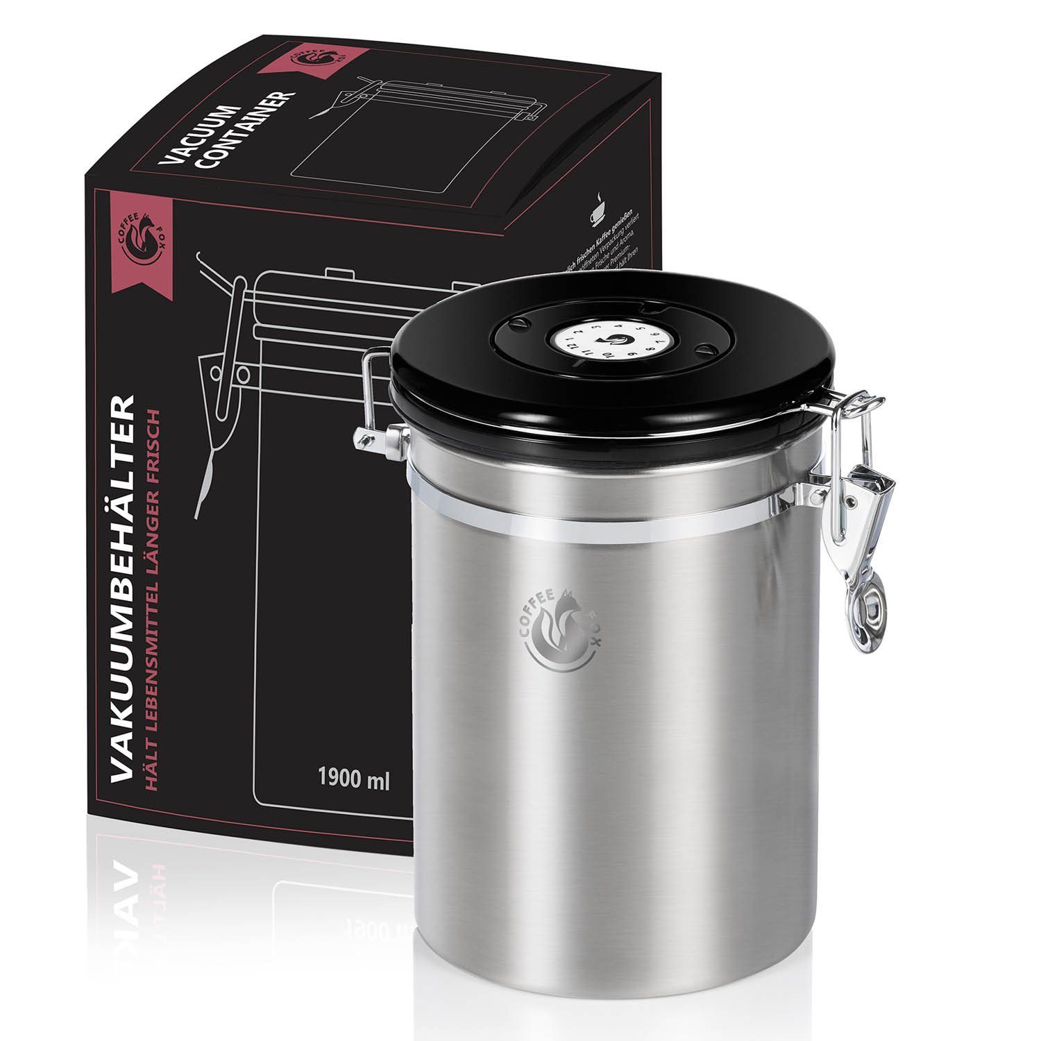 Coffee Fox Kaffeedose Vakuum Teedose Vorratsdose, Edelstahl, (Vakuumdose), Vorratsbehälter Luftdicht