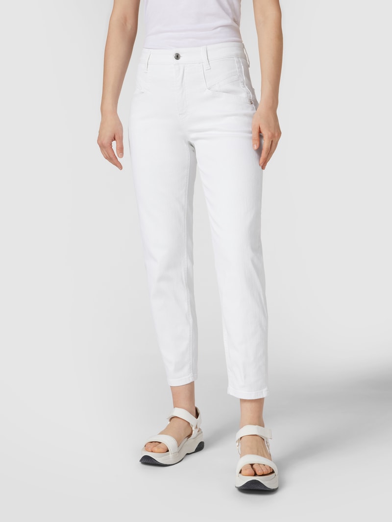 Cropped High Waist Jeans im Straight Fit in weiß