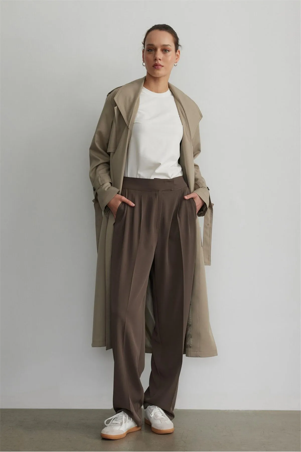 Suud Collection  Trenchcoat - Khaki - Zweireihig