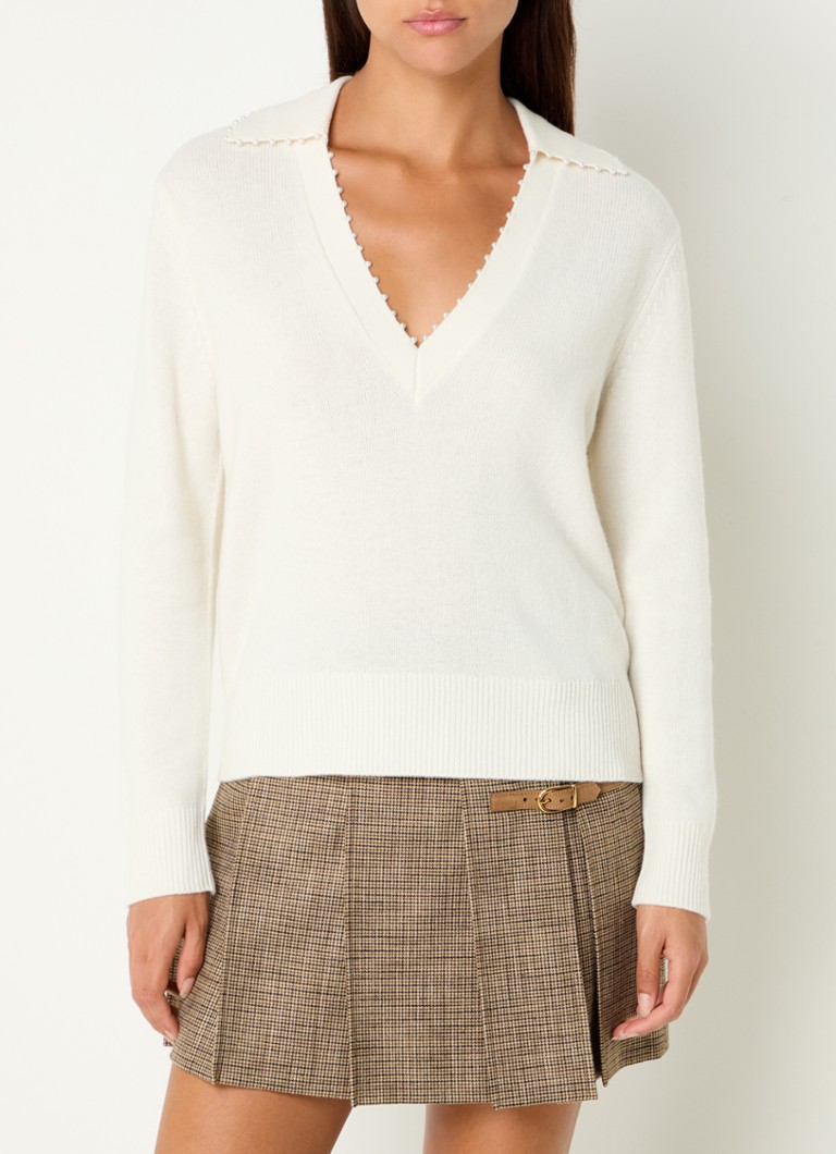 Sandro Fine-knit wool pullover with faux pearls