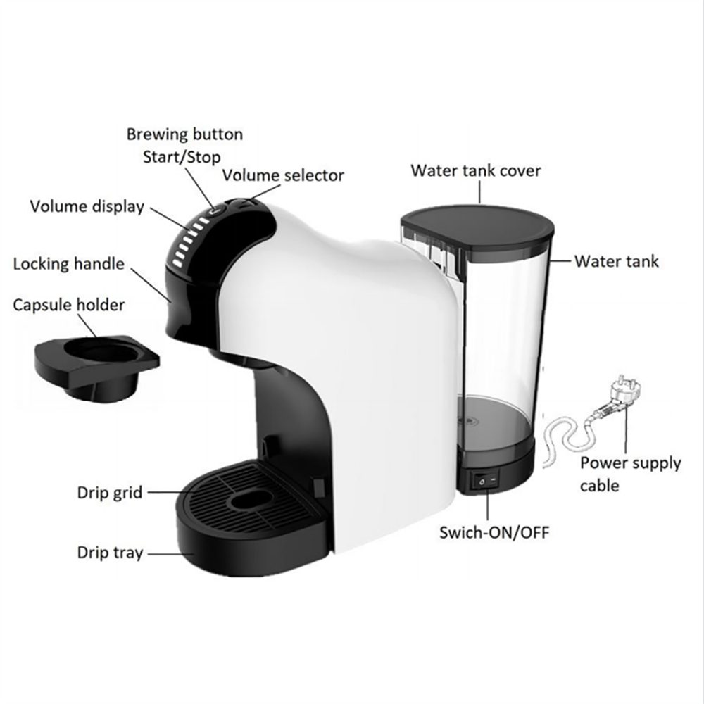 KREATE Kapselmaschine Dolce Gusto Kapselmaschine, Automatische Espresso-Kapselmaschine, Dolce Gusto, Nespresso and Ground Coffee Beans, mit Digitaler Touch-Steuerung, 20 bar, Timer-Standby