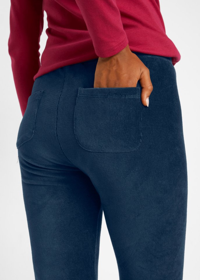 Feincord-Leggings mit breitem Komfortbund