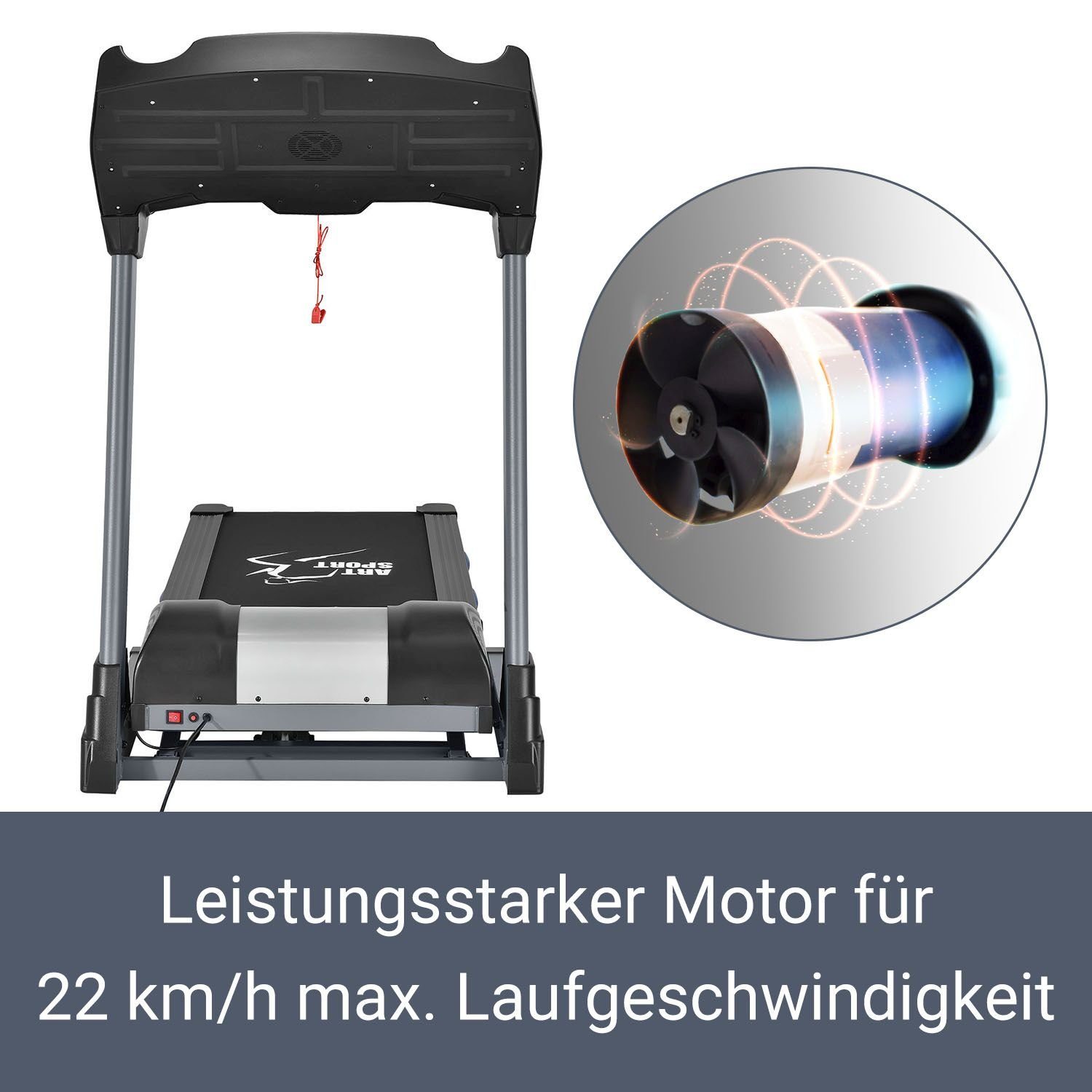 ArtSport Laufband Speedrunner 6000, moderner LCD Bildschirm, 99 Trainingsprogramme, mit Pulssensoren