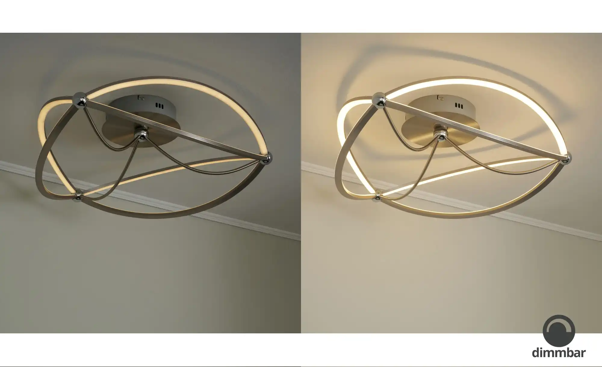 Trio LED-Deckenleuchte, Nickel-matt, geschwungen