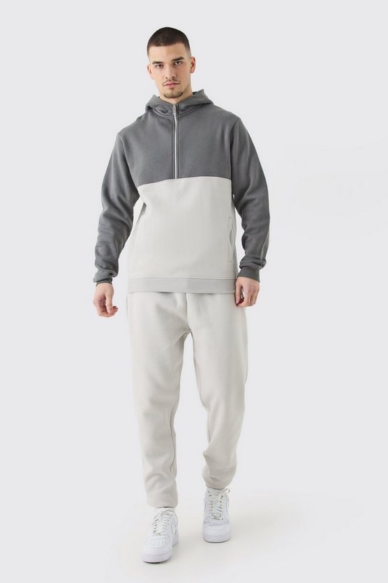 Tall Slim-Fit Colorblock Trainingsanzug mit Reißverschluss
