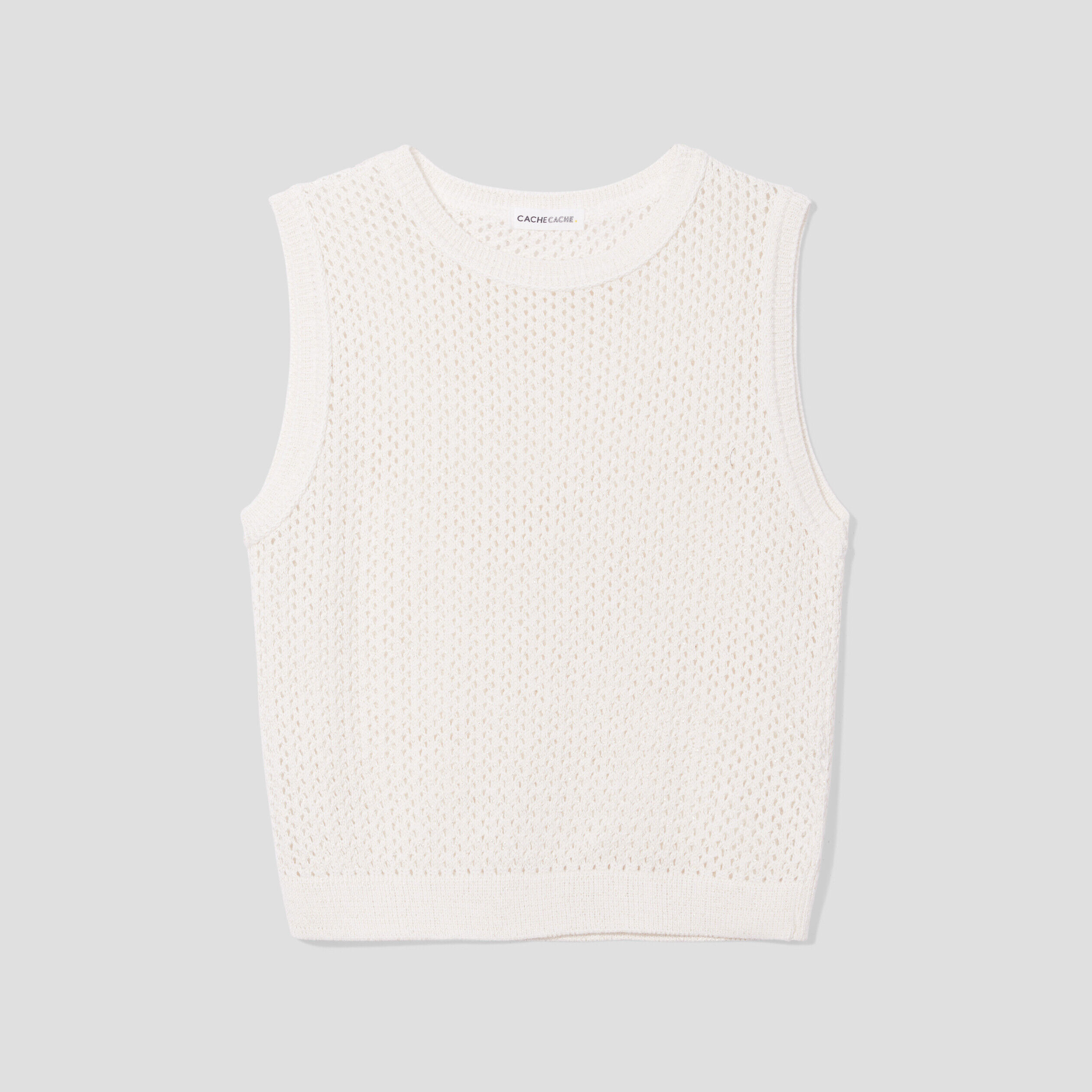 Débardeur pull ajouré blanc femme | Cache Cache