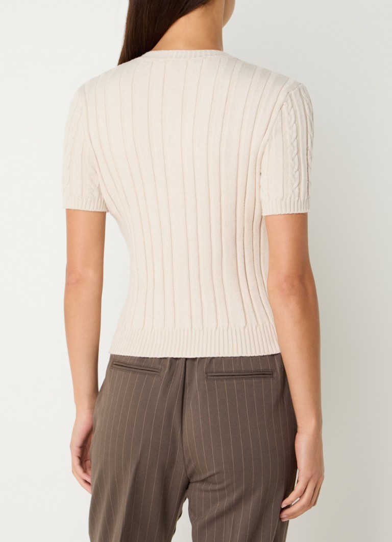 Bluză Benetton cu guler rotund și tricot cu împletitură