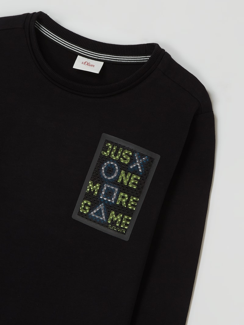 Longsleeve mit Kontrastdetails in schwarz