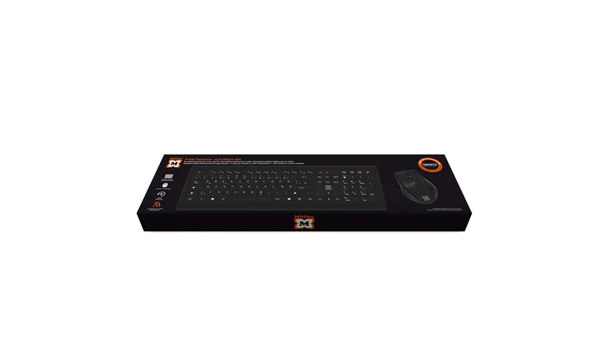 Müller Funk-Tastatur und optische 5 Tasten Funk-Maus Set, QWERTZ (DE/AT), schwarz