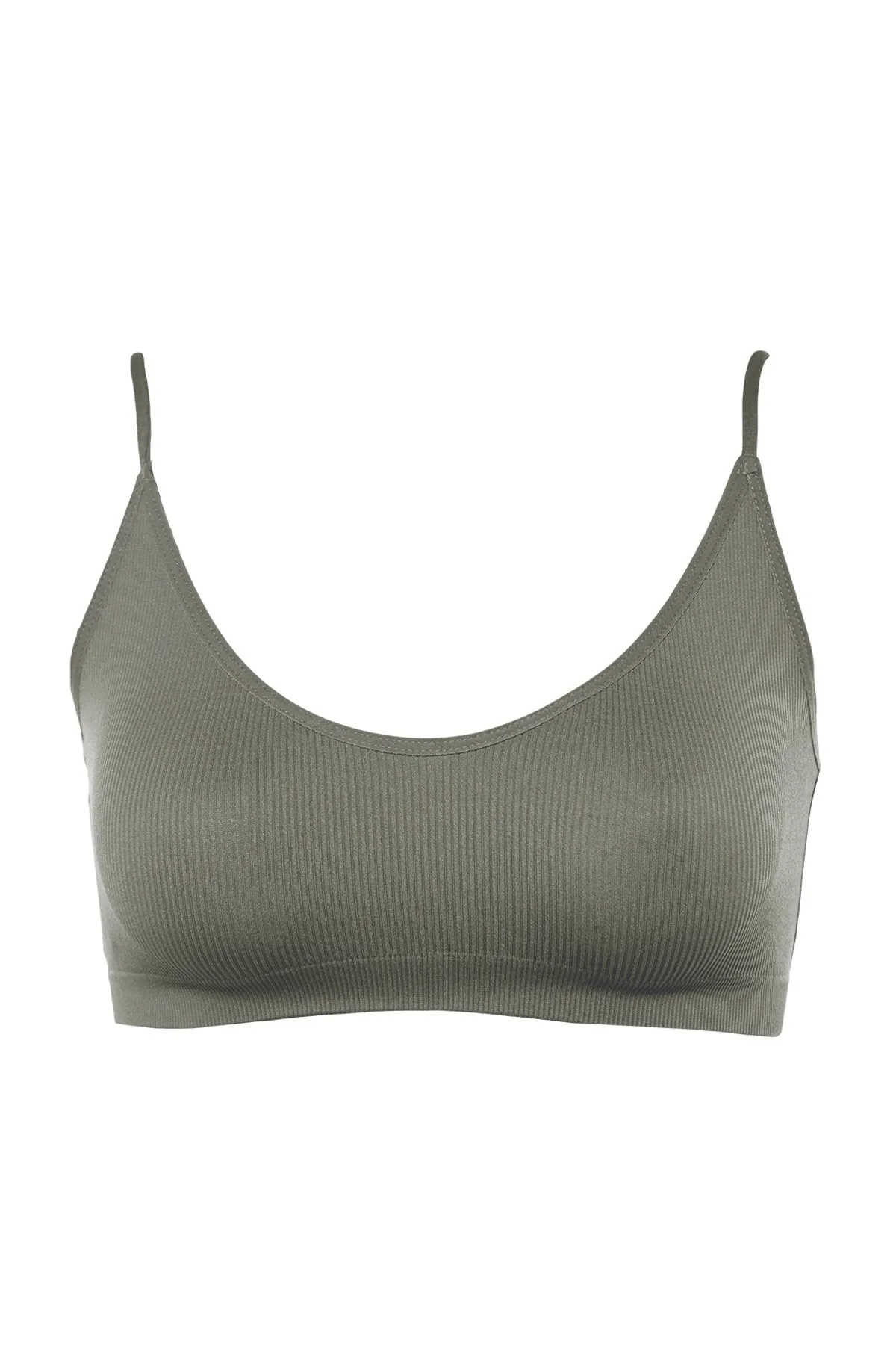 Trendyol Collection  Grauer nahtloser Bralette-Strick-BH mit Seilträgern auf der Rückseite THMAW23SU00130