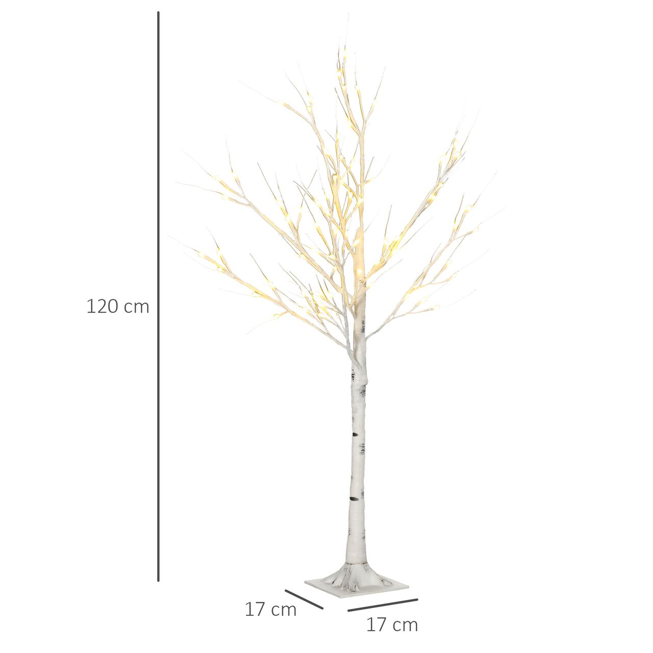 HOMCOM 120 cm Kunstbirke mit LED-Beleuchtung für Weihnachten Ostern Warmweiß