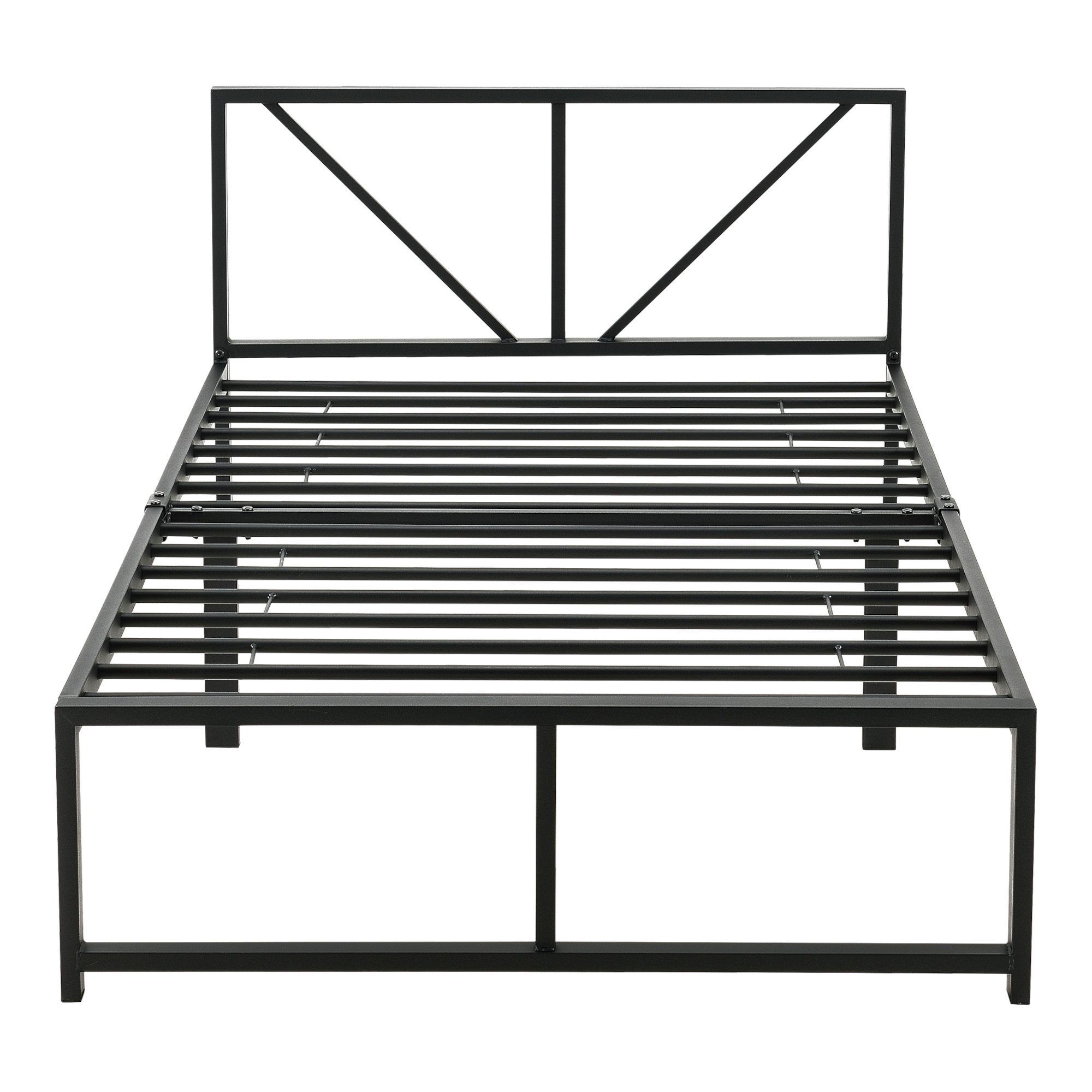 en.casa Metallbett, Meran Bettgestell 90x200 cm Jugendbett schwarz