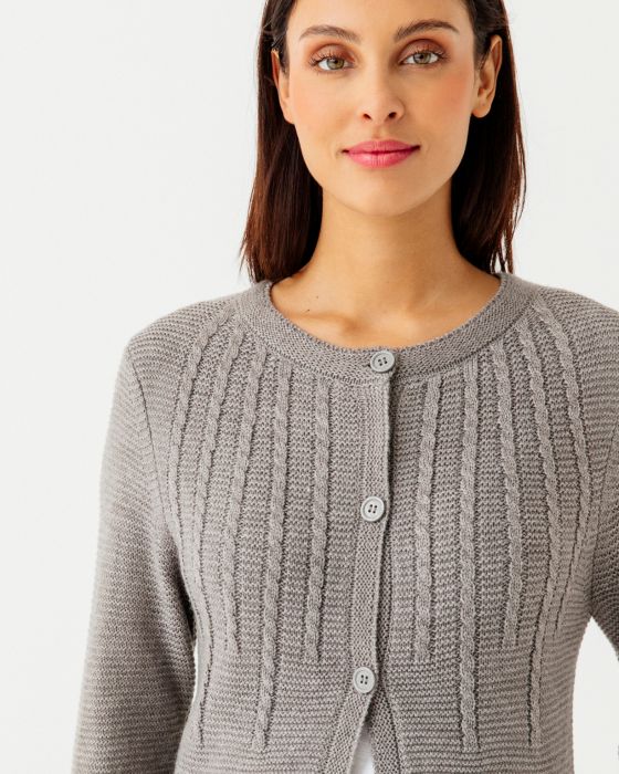Cardigan maille fantaisie manches longues