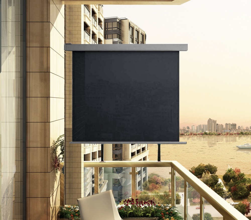 HC Home & Living Balkonmarkise Sichtschutz Sonnenrollo Alu-Seitenmarkise,ca. 150 x 200 cm - Anthrazit