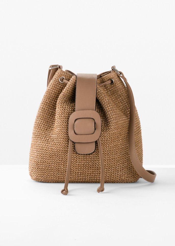 Beuteltasche in Strohoptik