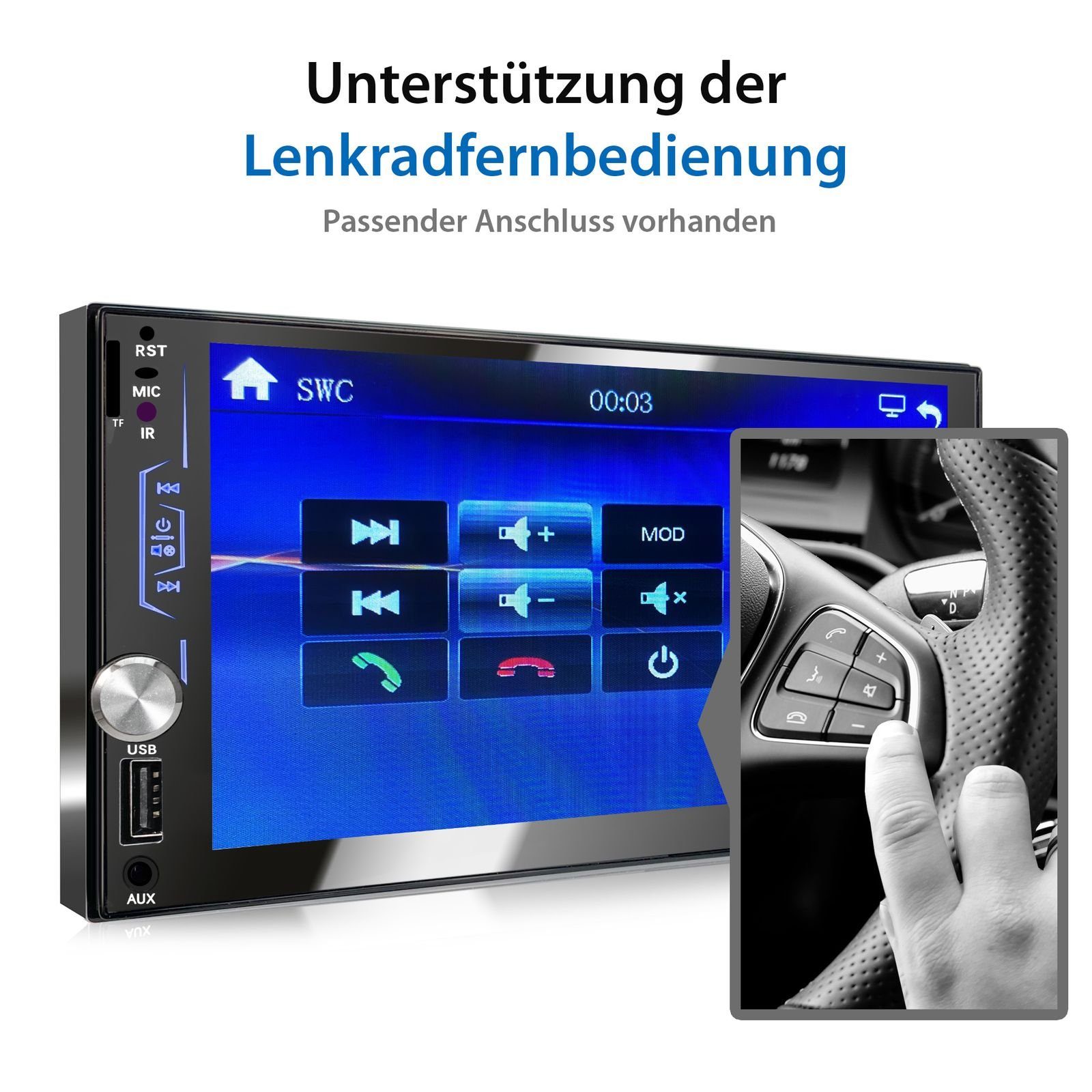 XOMAX XM-2V783 Autoradio mit 7 Zoll Bildschirm, Bluetooth, USB, SD, 2 DIN Autoradio