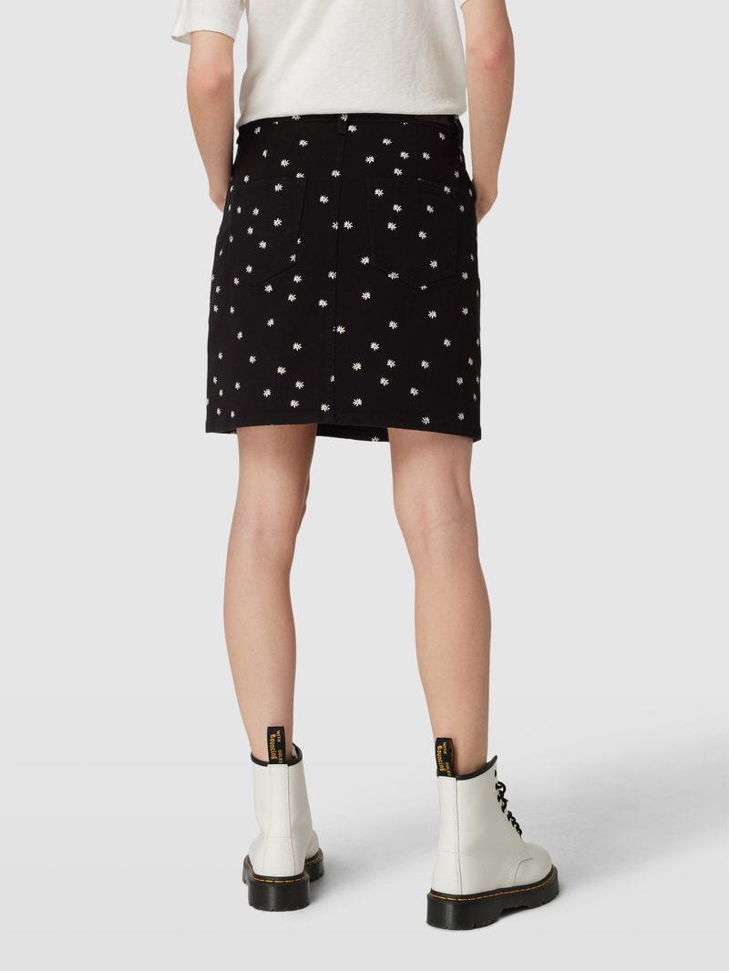 Minirock mit floralem Allover-Muster Modell 'Margarite' in schwarz