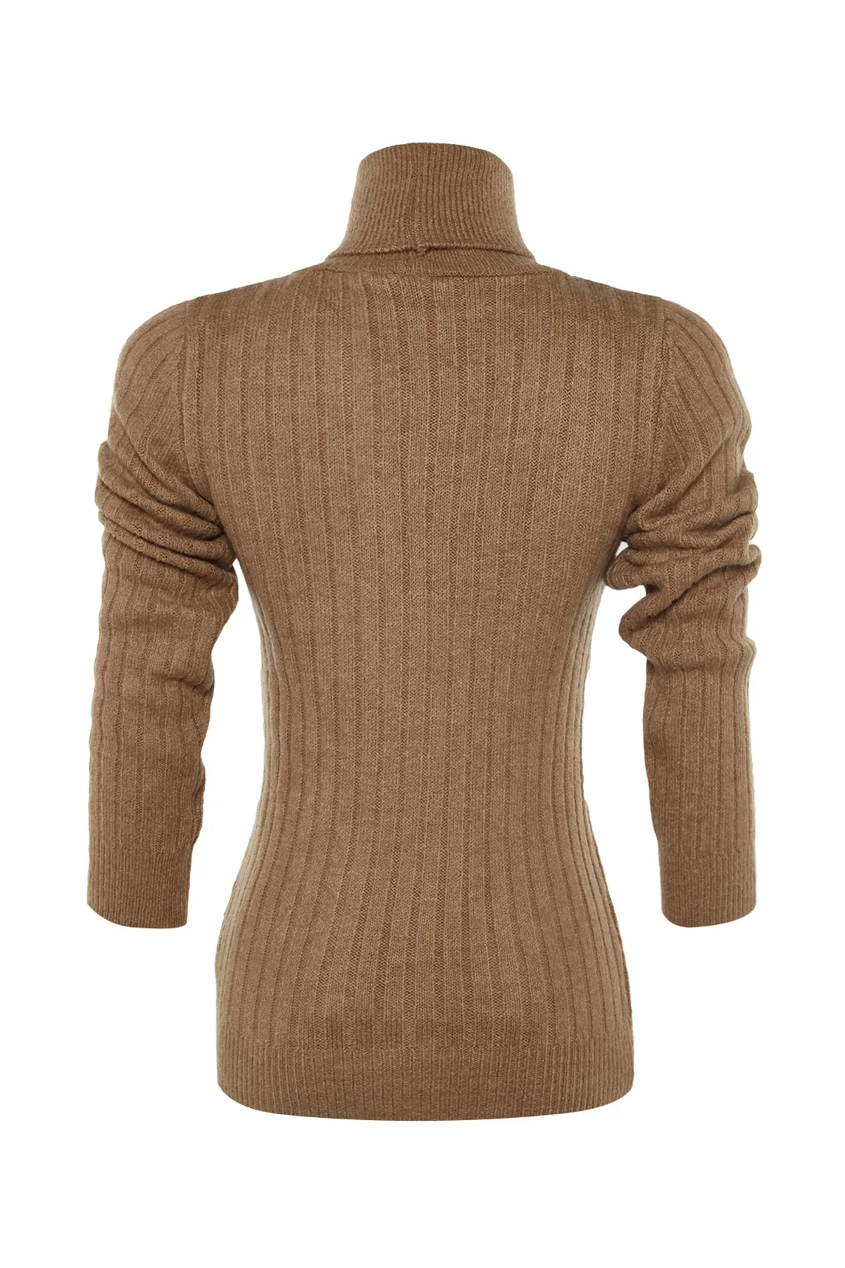 Trendyol Collection  Kamelfarbener, weich strukturierter Basic-Strickpullover TWOAW20FV0133