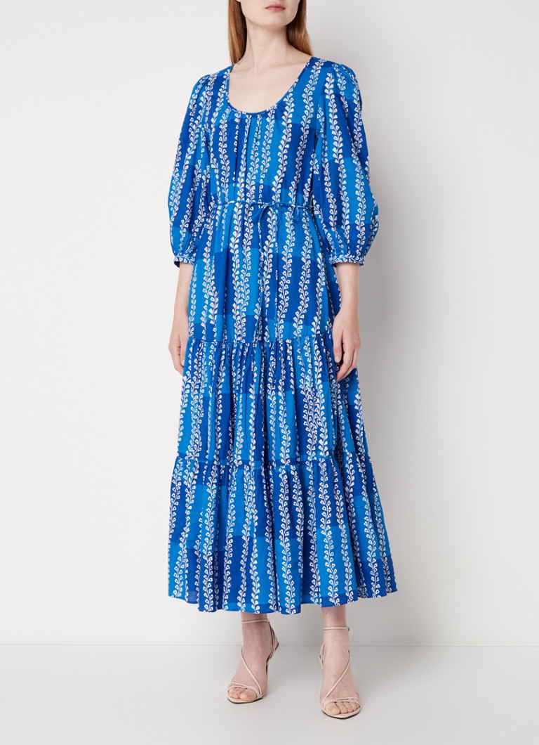 Rochie lungă tip tunică Whistles cu curea și imprimeu cu frunze
