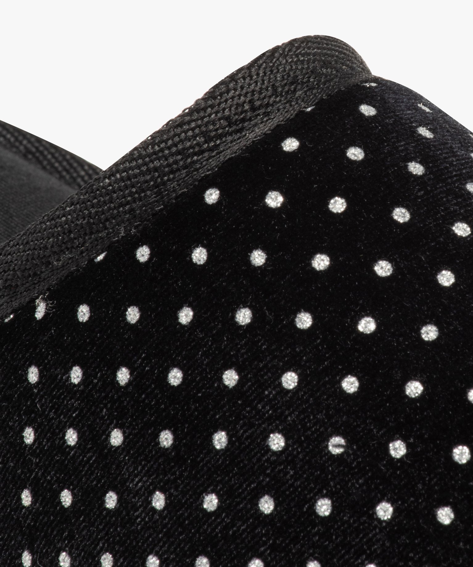 Chaussons femme mules plates en velours à pois brillants noir | GEMO