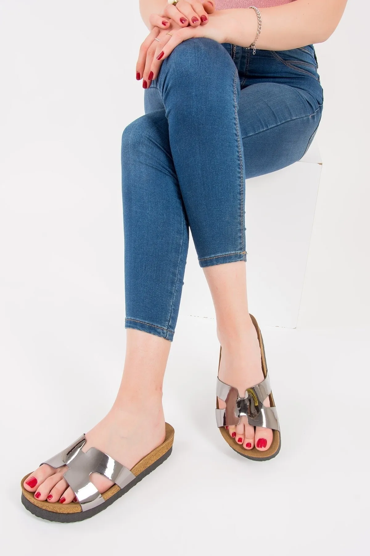 Fox Shoes  Platin-Hausschuhe für Damen