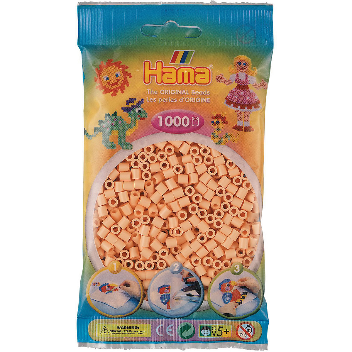 HAMA 207-78 Beutel midi-Perlen, 1.000 Stück, helle Hautfarbe