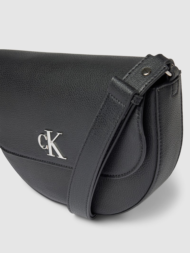 Saddle Bag mit Label-Applikation Modell 'MINIMAL MONOGRAM' in black