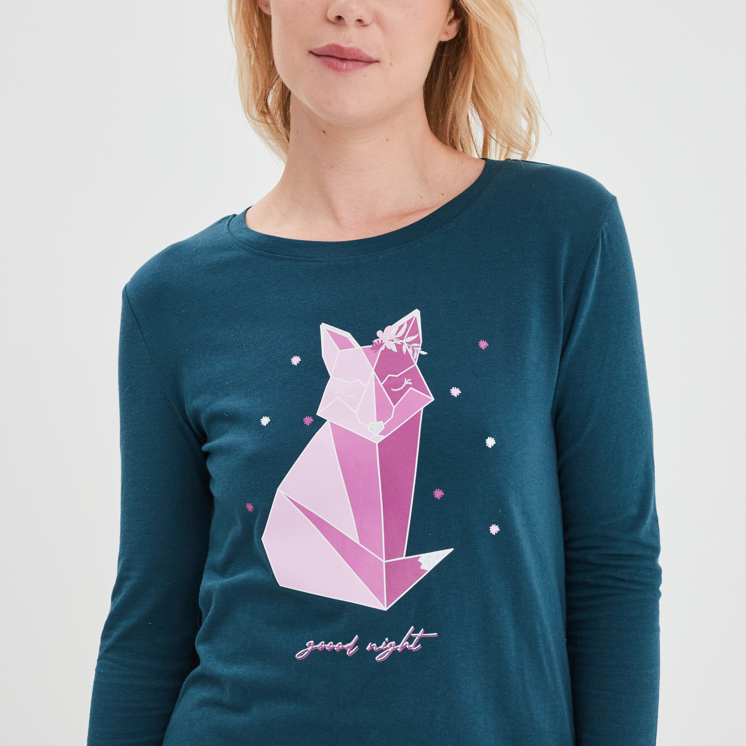 Ensemble pyjama legging 2 pièces bleu canard femme | La Halle